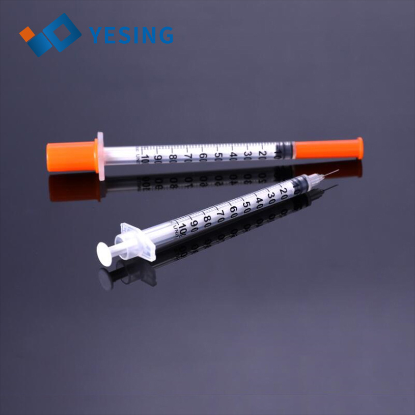 一次性使用固定针和带盖无菌胰岛素注射器CE ISO0.5ML1ML