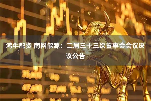 鸿牛配资 南网能源：二届三十三次董事会会议决议公告
