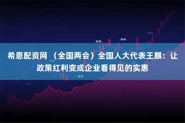 希恩配资网 （全国两会）全国人大代表王麒：让政策红利变成企业看得见的实惠